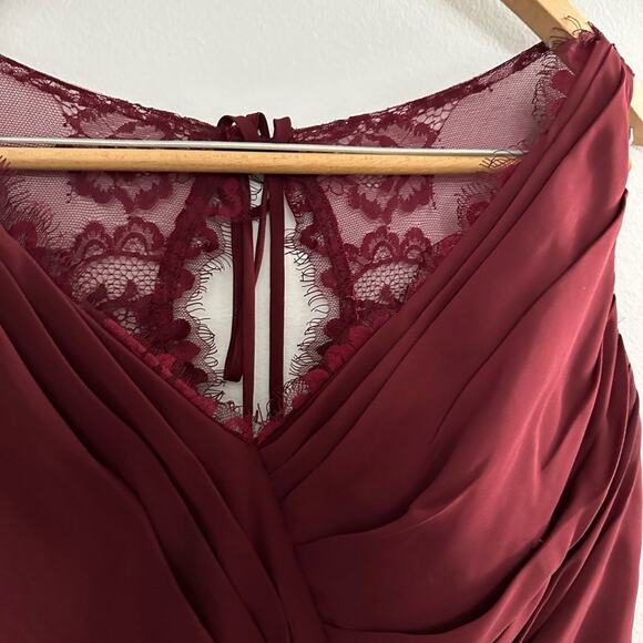 JJs House Womens Bridesmaids Dress Formal Long Lace Size 6 Burgundy Sleeveless - Picture 6 of 13